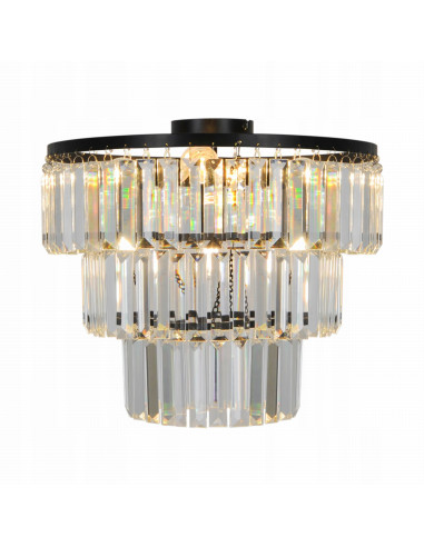 Lampa sufitowa TIFANNY P17127-4-BK z kryształami E14 - nowoczesne oświetlenie glamour w czerni i przezroczystości