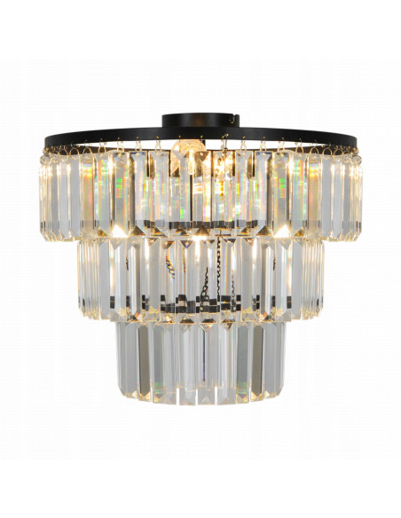 Lampa sufitowa TIFANNY P17127-4-BK z kryształami E14 - nowoczesne oświetlenie glamour w czerni i przezroczystości