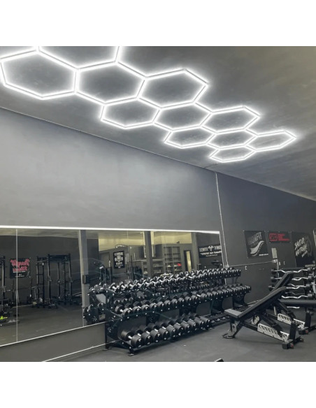 Sześciokątna lampa sufitowa LED 11x35W, 8500lm, 6500K - nowoczesne oświetlenie do biura i salonu