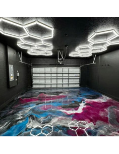 Lampa sufitowa LED Hexagon 8 - Eleganckie minimalistyczne oświetlenie, 280W, 6500K do nowoczesnych wnętrz.