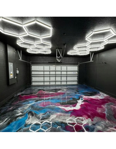 Lampa sufitowa LED Hexagon 8 - Eleganckie minimalistyczne oświetlenie, 280W, 6500K do nowoczesnych wnętrz.