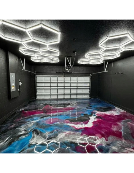 Lampa sufitowa LED Hexagon 8 - Eleganckie minimalistyczne oświetlenie, 280W, 6500K do nowoczesnych wnętrz.