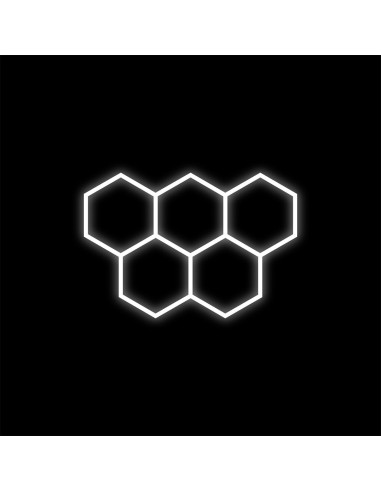 Modułowy Zestaw Lamp LED HEXAGON 5, 192W, 6500K – Nowoczesne Oświetlenie Minimalistyczne do Wnętrz