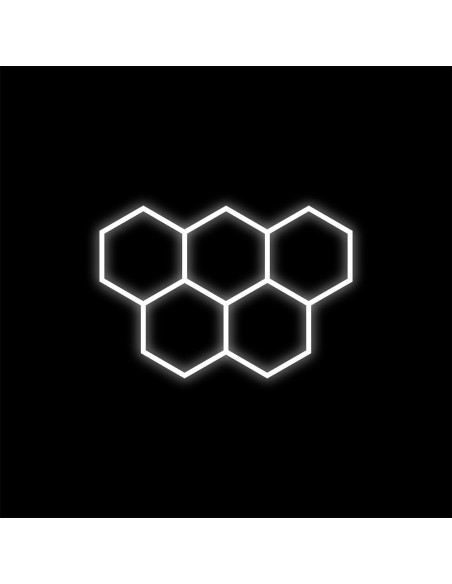 Modułowy Zestaw Lamp LED HEXAGON 5, 192W, 6500K – Nowoczesne Oświetlenie Minimalistyczne do Wnętrz