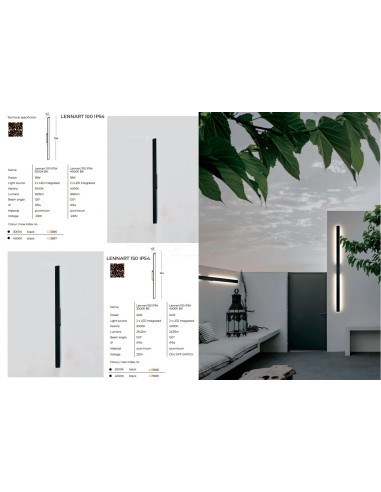 Lampa ścienna LED Lennart 100 IP54 - Eleganckie oświetlenie zewnętrzne, minimalistyczny, czarny, 1690 lumenów