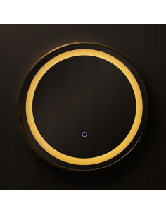 Lustro Łazienkowe LED 24W Złota Rama 60cm, Dotykowe, IP44 - Nowoczesny Design i Funkcjonalność