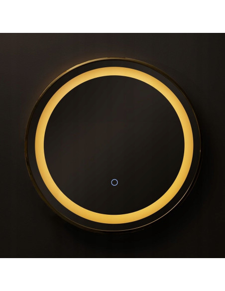 Lustro Łazienkowe LED 24W Złota Rama 60cm, Dotykowe, IP44 - Nowoczesny Design i Funkcjonalność