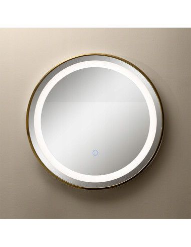 Lustro Łazienkowe LED 24W Złota Rama 60cm, Dotykowe, IP44 - Nowoczesny Design i Funkcjonalność