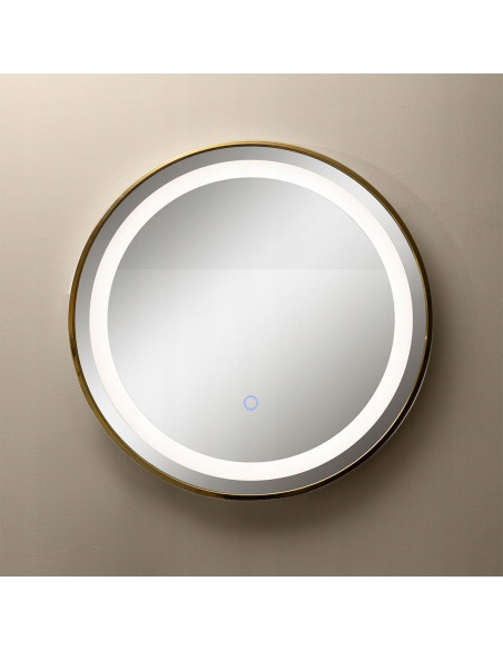 Lustro Łazienkowe LED 24W Złota Rama 60cm, Dotykowe, IP44 - Nowoczesny Design i Funkcjonalność