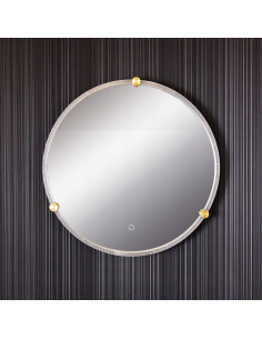 Lustro LED 60 cm z dotykowym włącznikiem w złotym wykończeniu - eleganckie, okrągłe do nowoczesnej łazienki.