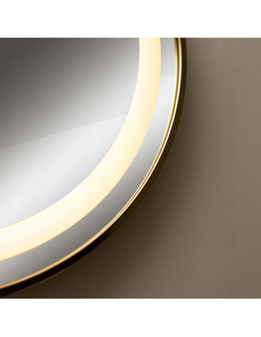 Lustro Łazienkowe LED 24W Złota Rama 60cm, Dotykowe, IP44 - Nowoczesny Design i Funkcjonalność