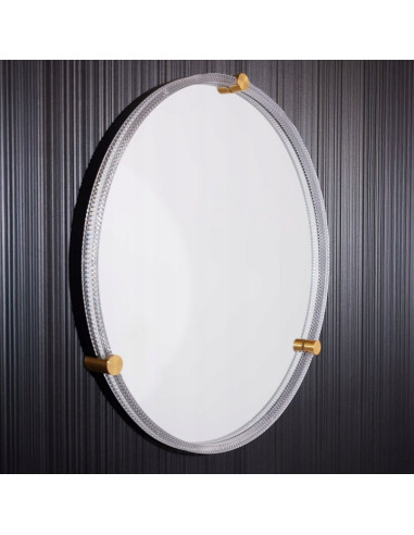 Lustro LED 60 cm z dotykowym włącznikiem w złotym wykończeniu - eleganckie, okrągłe do nowoczesnej łazienki.