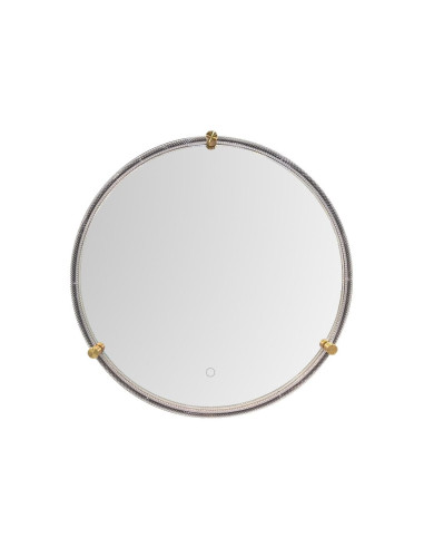 Lustro LED 60 cm z dotykowym włącznikiem w złotym wykończeniu - eleganckie, okrągłe do nowoczesnej łazienki.