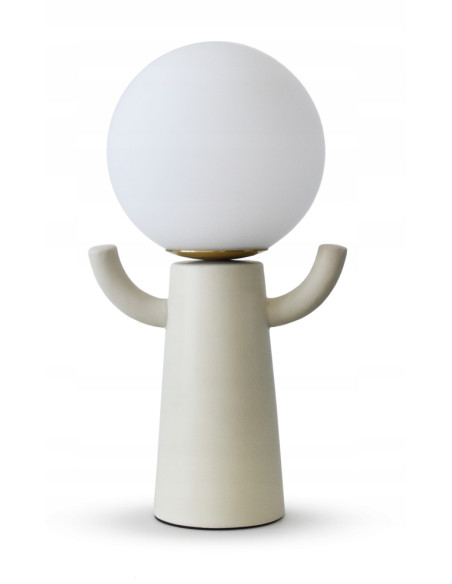 Lampa stołowa dziecięca "Paul" - beżowa, nowoczesny design, E27, 40 cm, elegancki dodatek do pokoju dziecięcego