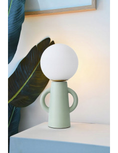 Lampa biurkowa w kształcie postaci ludzkiej PAUL, miętowa ceramika - eleganckie oświetlenie do biura i salonu