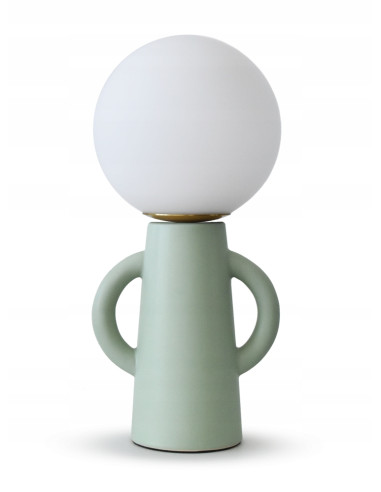 Lampa biurkowa w kształcie postaci ludzkiej PAUL, miętowa ceramika - eleganckie oświetlenie do biura i salonu