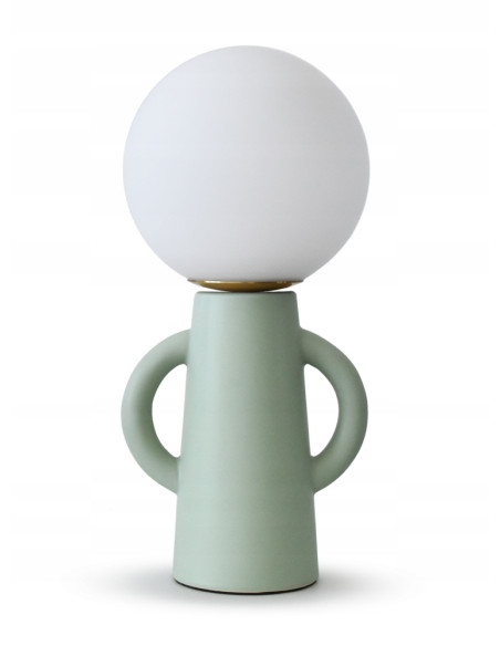 Lampa biurkowa w kształcie postaci ludzkiej PAUL, miętowa ceramika - eleganckie oświetlenie do biura i salonu