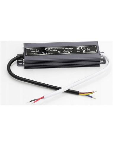 Zasilacz hermetyczny 60W IP67 5A do zastosowań zewnętrznych – odporny na wilgoć i kurz, idealny do diod LED