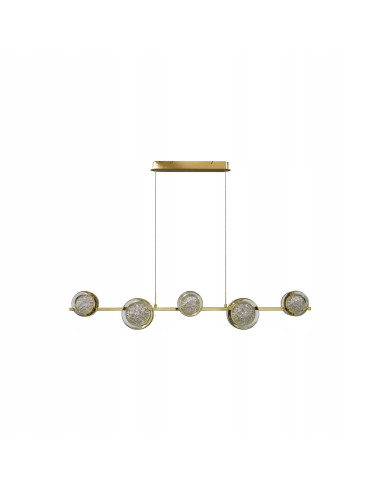 Lampa Wisząca Euforia LED Złota - Designerskie Oświetlenie Glamour 5-pkt Światła do Sypialni i Salonu