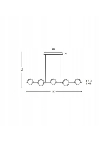 Lampa Wisząca Euforia LED Złota - Designerskie Oświetlenie Glamour 5-pkt Światła do Sypialni i Salonu