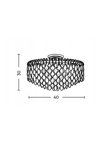 Lampa sufitowa kryształowa BURANO 40 cm - elegancki plafon w stylu Glamour i Art Deco, idealny do salonu i jadalni