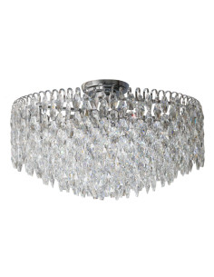 Lampa sufitowa Burano E14 w chromie - elegancki kryształowy plafon do salonu, sypialni i jadalni w stylu glamour i art deco