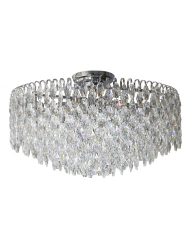 Lampa sufitowa Burano E14 w chromie - elegancki kryształowy plafon do salonu, sypialni i jadalni w stylu glamour i art deco