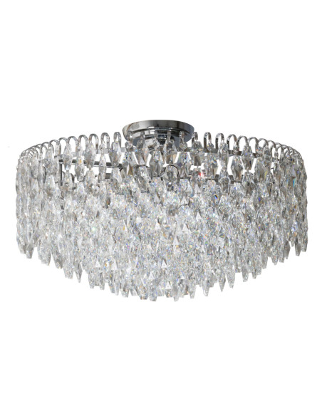 Lampa sufitowa Burano E14 w chromie - elegancki kryształowy plafon do salonu, sypialni i jadalni w stylu glamour i art deco