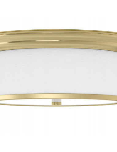 Plafon Famburo PL Elegance Złoto z Tkaninowym Abażurem, Okrągły, 39 cm, 3 Źródła E14 do Salonu i Sypialni