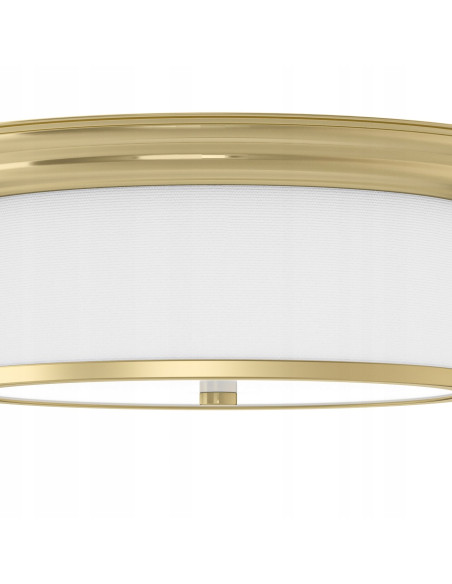 Plafon Famburo PL Elegance Złoto z Tkaninowym Abażurem, Okrągły, 39 cm, 3 Źródła E14 do Salonu i Sypialni
