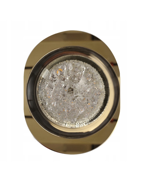 Kinkiet Euforia LED 6W, złoty, kryształowy, imitujący zmrożony lód, stylowe oświetlenie do biura i salonu 18x14x7 cm