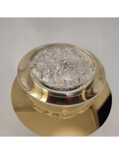 Kinkiet Euforia LED 6W, złoty, kryształowy, imitujący zmrożony lód, stylowe oświetlenie do biura i salonu 18x14x7 cm