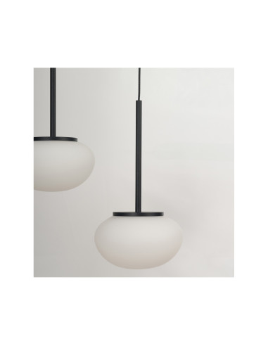 Lampa wisząca SERENITY 12 czarna z białymi klosikami, nowoczesna i elegancka, 84W LED, do biura i korytarzy, 303 cm.