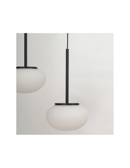 Lampa wisząca SERENITY 12 czarna z białymi klosikami, nowoczesna i elegancka, 84W LED, do biura i korytarzy, 303 cm.