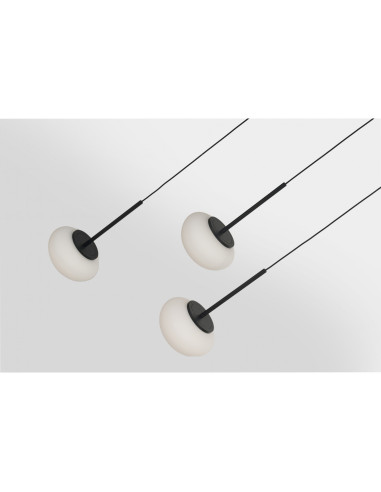 Lampa wisząca SERENITY 12 czarna z białymi klosikami, nowoczesna i elegancka, 84W LED, do biura i korytarzy, 303 cm.