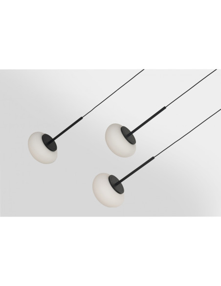 Lampa wisząca SERENITY 12 czarna z białymi klosikami, nowoczesna i elegancka, 84W LED, do biura i korytarzy, 303 cm.