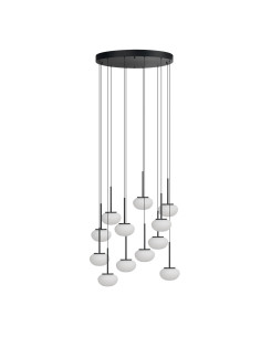 Lampa wisząca SERENITY 12 czarna z białymi klosikami, nowoczesna i elegancka, 84W LED, do biura i korytarzy, 303 cm.