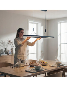 Nowoczesna lampa wisząca LAYLA z funkcją ściemniania, loftowy design, biała, 50W, idealna do salonu i jadalni 2