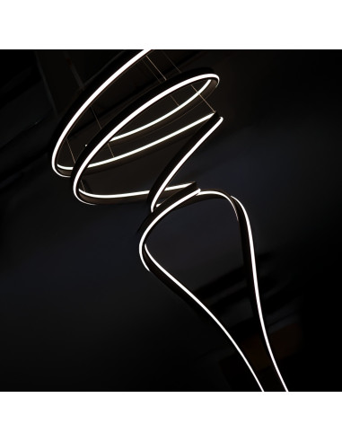 Elegancka lampa wisząca RIBANA z funkcją ściemniania w kolorze czarnym, idealna do korytarza i salonu