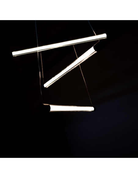 Lampa wisząca LED PALOS ściemnialna, szklano-aluminiowa, czarna, dł. 120 cm, idealna do jadalni i salonu