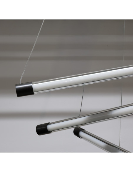 Lampa wisząca LED PALOS ściemnialna, szklano-aluminiowa, czarna, dł. 120 cm, idealna do jadalni i salonu