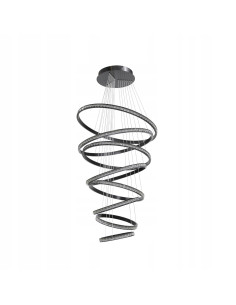 Lampa wisząca spiralna AZALEA do wysokich sufitów z kryształami, czarna elegancja do nowoczesnych wnętrz