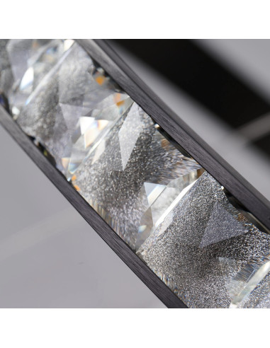 Lampa wisząca spiralna AZALEA do wysokich sufitów z kryształami, czarna elegancja do nowoczesnych wnętrz