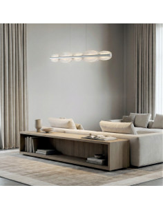 lampa sufitowa POND w odcieniu szampańskim z eleganckim żłobieniem, 120 cm, LED 58W, regulacja wysokości 2