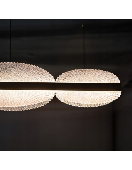 lampa sufitowa POND w odcieniu szampańskim z eleganckim żłobieniem, 120 cm, LED 58W, regulacja wysokości