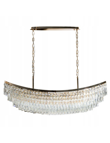 Lampa sufitowa ZAMBEZI w kształcie łódki z kryształami i złotym wykończeniem, idealna do eleganckich wnętrz