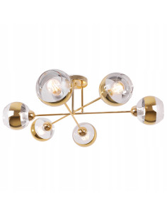 Plafon Asturia 6 złoty glamour | Lampa sufitowa E27 6-punktowa do salonu, sypialni i garderoby