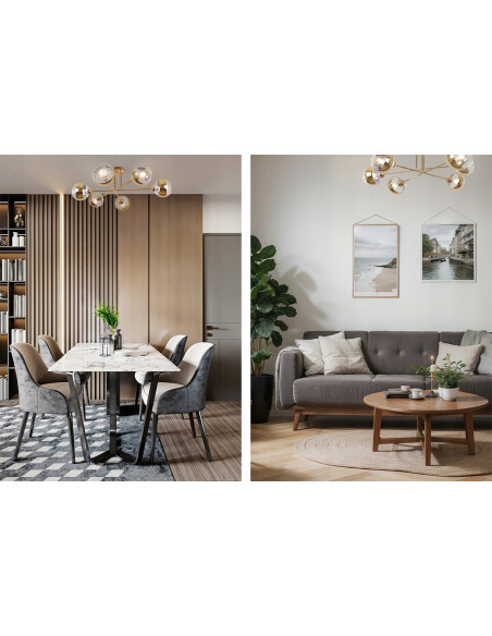 Plafon Asturia 6 złoty glamour | Lampa sufitowa E27 6-punktowa do salonu, sypialni i garderoby