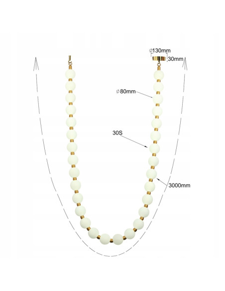 Lampa wisząca Dorado Rope LED CCT 300 cm złoto-biała — girlanda kulek, regulowane podsufitki