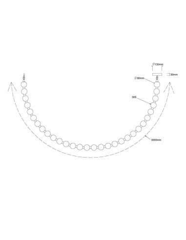 Lampa wisząca Dorado Rope LED CCT 300 cm złoto-biała — girlanda kulek, regulowane podsufitki